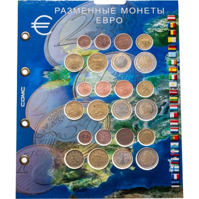 купить Германия, Финляндия, Италия Три полных годовых набора Евро из 24 монет 1999 - 2008 в листе СОМС