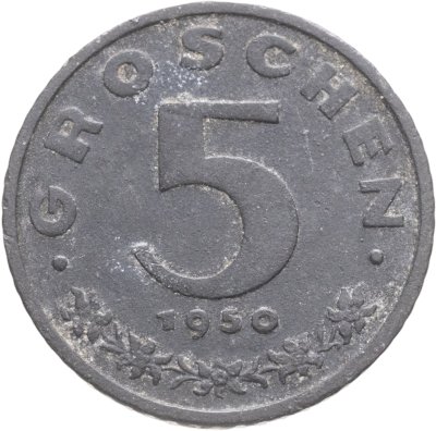 купить Австрия 5 грошей (groschen) 1950