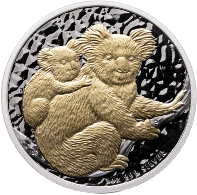 купить Австралия 1 доллар (dollar) 2008 "Австралийский коала" с позолотой