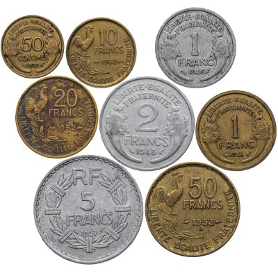 купить Франция набор 8 монет 1932-1953
