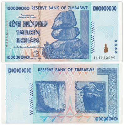 купить Зимбабве 100 триллионов долларов 2008 (Pick 91)