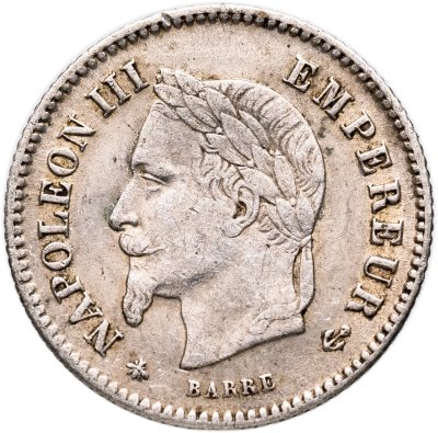 купить Франция 20 сантимов (centimes) 1867, знак монетного двора: "A" - Париж
