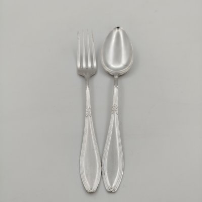 Купить Набор столовых приборов на одну персону с растительным декором (ложка и вилка), металл, серебрение, Европа, 1900-1930 гг.
