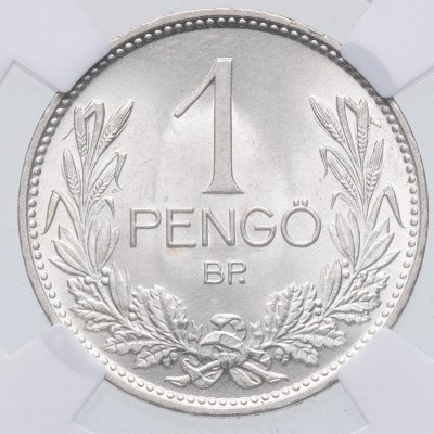 купить Венгрия 1 пенгё (pengo) 1937 в слабе ННР MS65