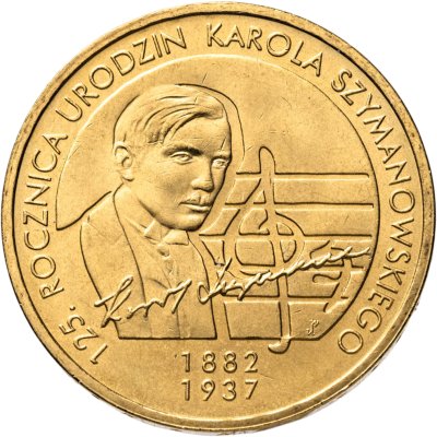 купить Польша 2 злотых 2007 "125 лет со дня рождения Кароля Шимановского"