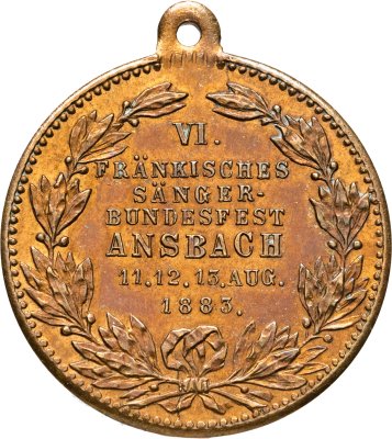купить Германия, Ансбах медаль 1883 "6-й Федеральный фестиваль певцов в Ансбахе"