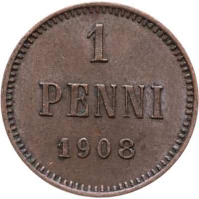 купить 1 пенни (penny) 1908, монета для Финляндии