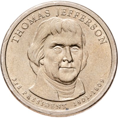 купить США 1 dollar (доллар) 2007 "Томас Джефферсон (3-й президент США)", знак монетного двора "D" - Денвер