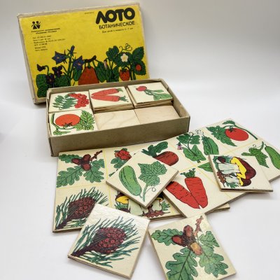 купить Настольная игра "Лото ботаническое" для детей в оригинальной упаковке, бумага, печать, Ленинградское производственное объединение «Игрушка», СССР, 1970-1980 гг.