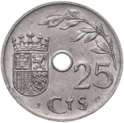 купить Испания 25 сентимо 1937 "Второй триумфальный год"