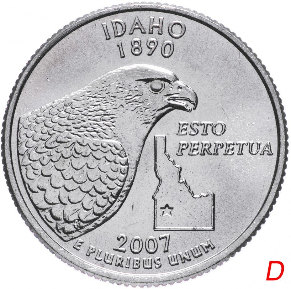 купить США 1/4 доллара (квотер, 25 центов) 2007 D "Штат Айдахо"