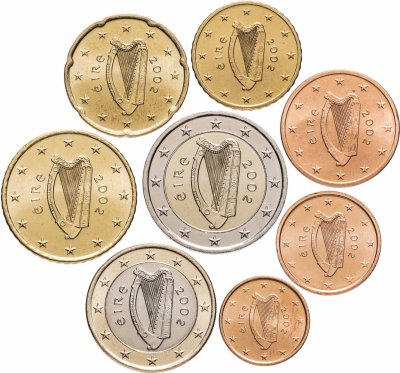 купить Ирландия полный годовой набор монет евро 2002 (8 штук)