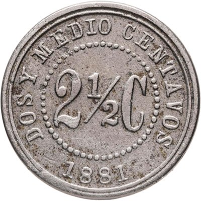 купить Колумбия 2 1/2 сентаво 1881 Диаметр 14мм