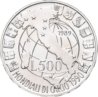 купить Италия 500 лир 1989 "Чемпионат мира по футболу 1990"