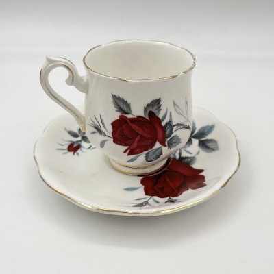 купить Кофейная пара с ярким цветочным декором Sweet Romance, фарфор, деколь, золочение, Royal Albert, Великобритания, 2000-2010 гг.