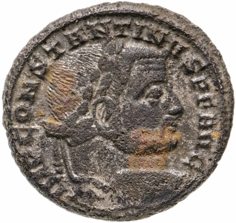 купить Римская Империя Константин I 306–337 гг фоллис (реверс: Гений стоит влево, в руках патера и рог изобилия)