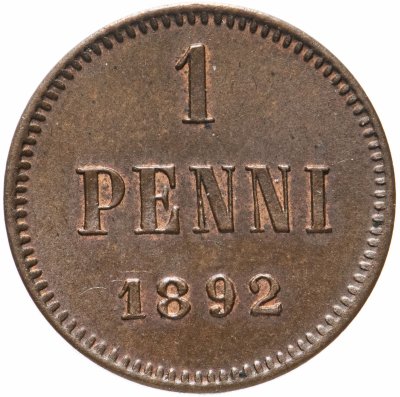 купить 1 пенни 1892, монета для Финляндии
