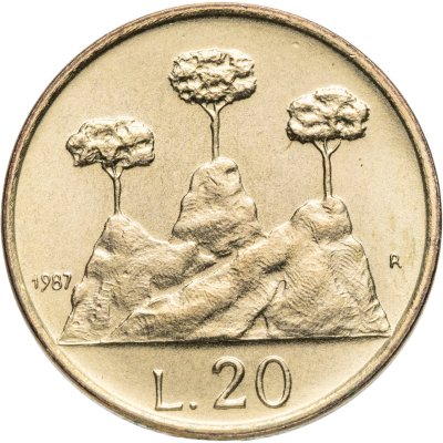 купить Сан-Марино 20 лир (lire) 1987 "15 лет возобновлению чеканки монет"
