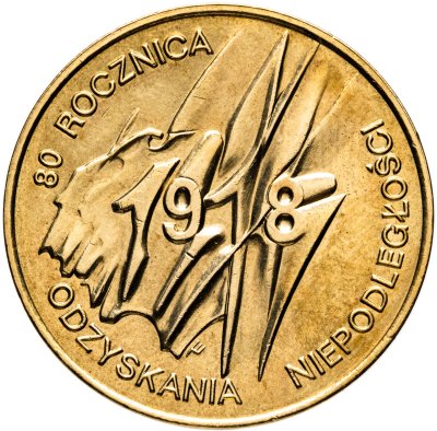 купить Польша 2 злотых (zlote) 1998 "80 лет независимости Польши"