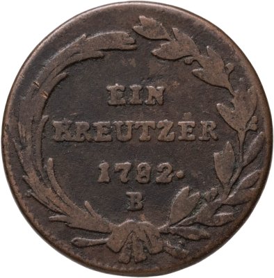 купить Австрия 1 крейцер 1782, знак монетного двора "B" - Кремница