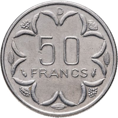 купить Центральная Африка (BEAC) 50 франков (francs) 1985 Отметка на реверсе "D" - Габон