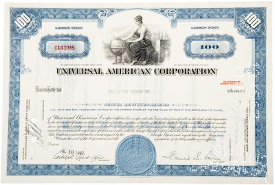 купить Акция США UNIVERSAL AMERICAN CORPORATION 1967- 1968 гг.