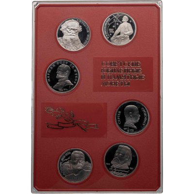 купить Набор 6 юбилейных рублей 1987-1991 (Proof) в красном пластике