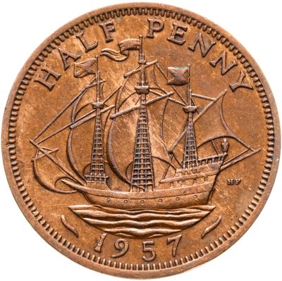 купить Великобритания 1/2 пенни (penny) 1957