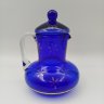Купить Кувшин с крышкой синего цвета с декором в виде снежинок, стекло, золочение, СССР, 1970-1990 гг.