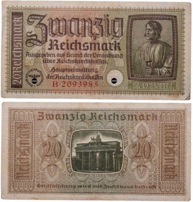 купить Германия, Третий Рейх 20 марок 1940-1945