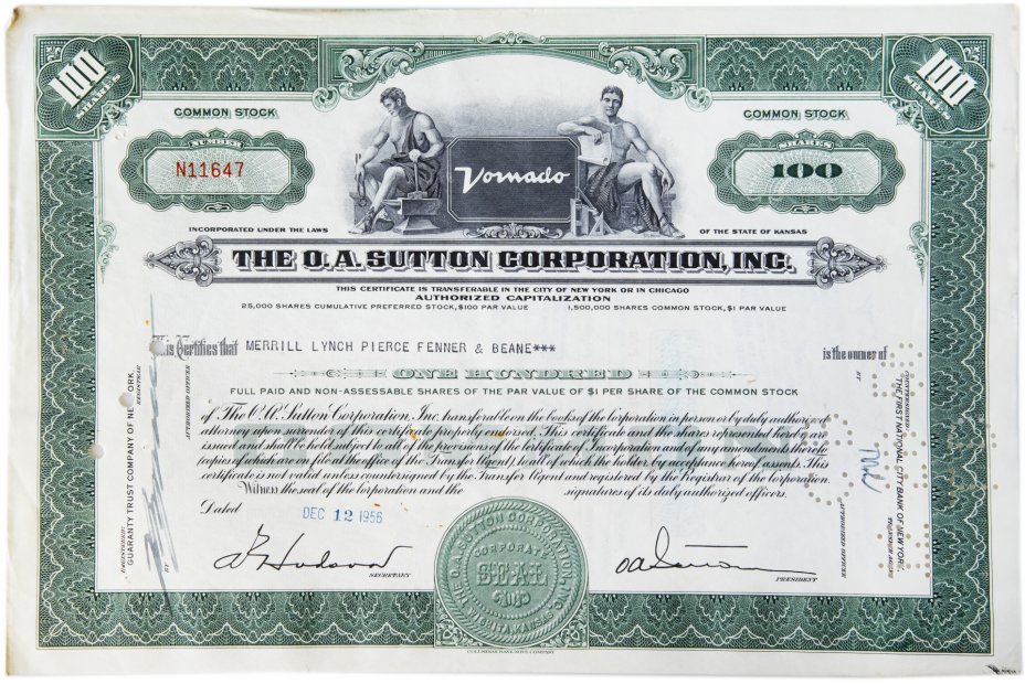 купить Акция США  THE O.A. SUTTON CORPORATION, INC. 1955- 1956 гг.