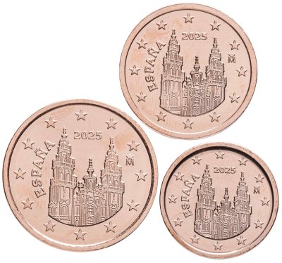 купить Испания набор из 3-х монет от 1 до 5 евроцентов 2025