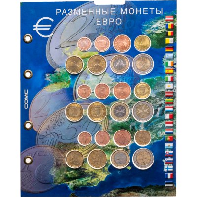 купить Словения, Мальта, Кипр Три полных годовых набора Евро из 24 монет 2007 - 2008 в листе СОМС
