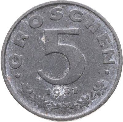 купить Австрия 5 грошей (groschen) 1951