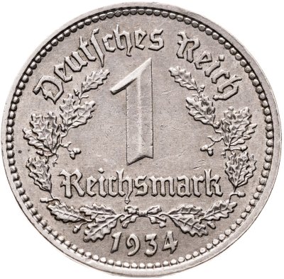 купить Германия, Третий рейх 1 рейхсмарка 1934 А