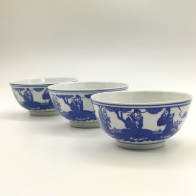 купить Набор из 3-х пиал "Три звезды" (Трое бессмертных: Фу-син, Шоу-син и Лу-Син), фарфор, деколь, Фарфор Цзиндэчжэнь, Китай, 1970-1990 гг.