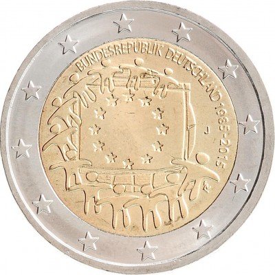 Купить Германия 2 евро 2015 J "30 лет флагу Европейского союза"