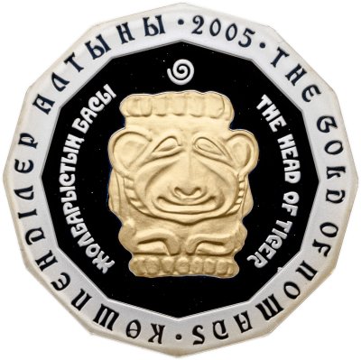 купить Казахстан 500 тенге 2005 «Золото Номадов - голова тигра», в футляре с сертификатом