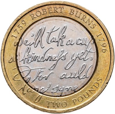 купить Великобритания 2 фунта (pounds) 2009 "250 лет со дня рождения Роберта Бёрнса"