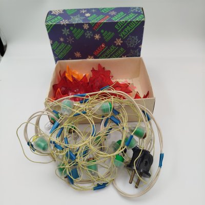 купить Гирлянда елочная "Лилии" (коробка в подборе), пластик, стекло, СССР, 1980-1990 гг.