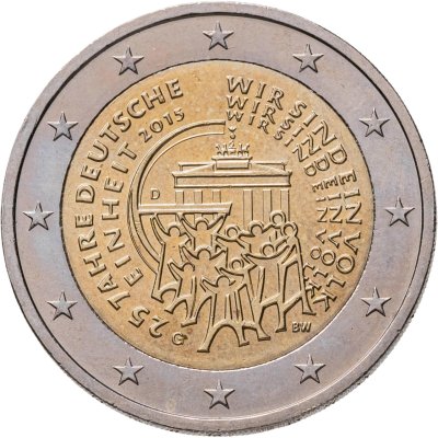 купить Германия 2 евро (euro) 2015 G 25 лет объединению Германии