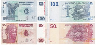 купить Конго набор из 2 банкнот 50 и 100 франков 2013