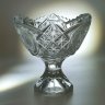 Купить Вазочка на ножке для сервировки стола, декорированная резным изображением цветов фуксии, худ. П. А. Ледяев, хрусталь, пресс, матирование, Завод «Красный Гигант», СССР, 1980-1990 гг.