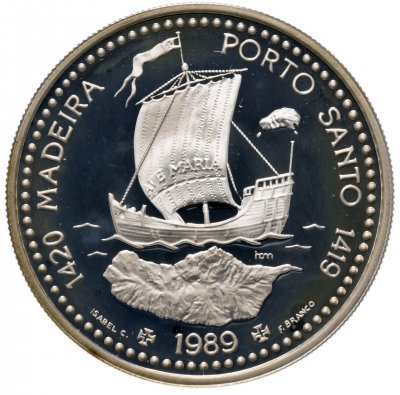 Купить Португалия 100 эскудо (escudos) 1989 "Золотой век открытий - Открытие острова Мадейра"