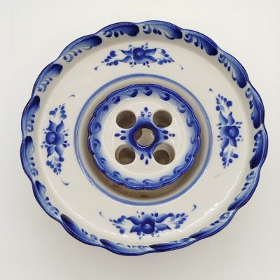 купить Ваза-подставка для цветов (роуз-боул, rose-bowl), фарфор, роспись, Гжельская фарфоровая мануфактура «Галактика», Российская Федерация, 1990-2015 гг.