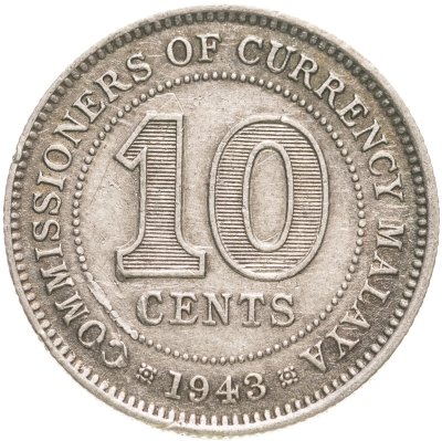 купить Малайя 10 центов (cents) 1943