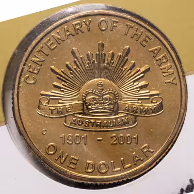 купить Австралия 1 доллар (dollar) 2001 "100 лет армии" в буклете
