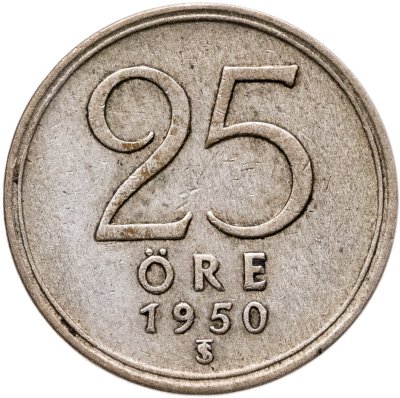 купить Швеция 25 эре (ore) 1950