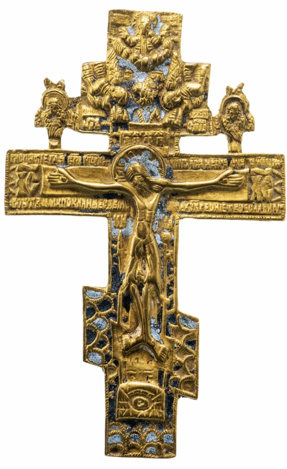 купить Крест "Распятие Христово" с херувимами, бронза, эмаль, литье, Российская Империя, 1850-1890 гг.