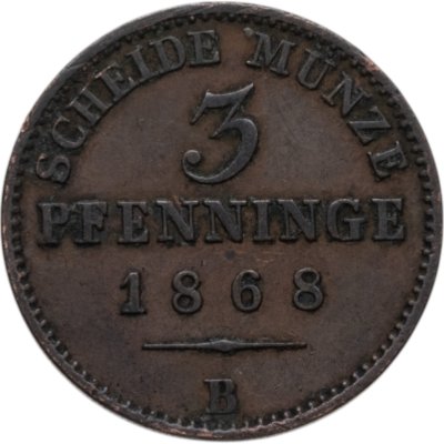 купить Пруссия 3 пфеннига 1868 B